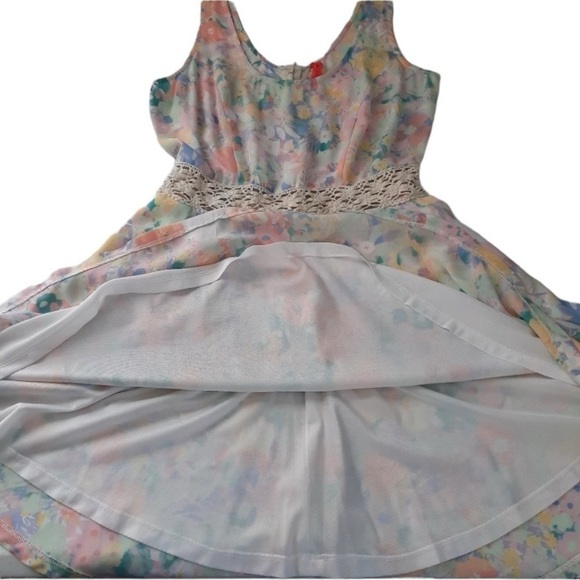 Eight Sixty Crochet Cutout Pastel Floral Sleeveless Mini Dress Women’s Medium - Picture 11 of 14